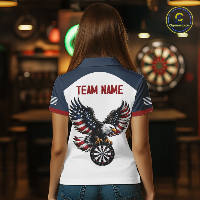 Custom Eagle US Flag Darts Shirt for Women Darts Team Jerseys Dart Tournament Polo & 1/4 Zip NNT324