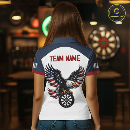 Custom Eagle US Flag Darts Shirt for Women Darts Team Jerseys Dart Tournament Polo & 1/4 Zip NNT324