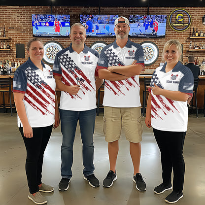 Custom Eagle US Flag Darts Shirt for Men Darts Team Jerseys Dart Tournament Polo & 1/4 Zip NNT324