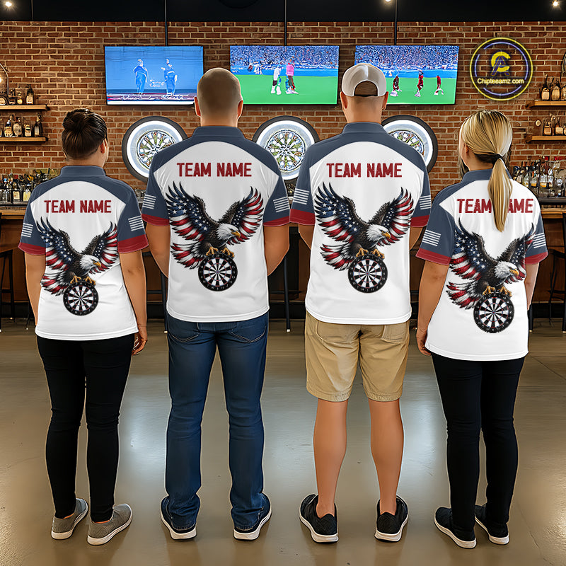 Custom Eagle US Flag Darts Shirt for Women Darts Team Jerseys Dart Tournament Polo & 1/4 Zip NNT324