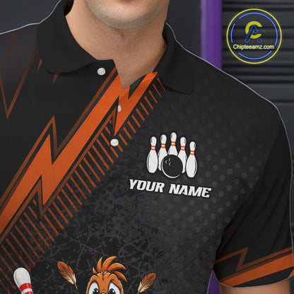 Custom Orange Funny Turkey Bowling Shirts For Men Thanksgiving Bowling Team Jerseys HNT596