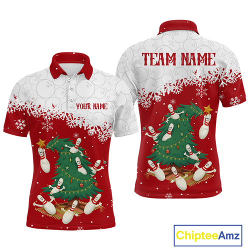 Custom Funny Christmas Bowling Jersey for Men Bowling Team Shirts Polo & 1/4 Zip HNT131