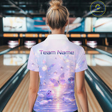 Load image into Gallery viewer, Custom Butterfly Pastel Purple Bowling Shirts For Women, Bowling Team Shirt With Butterflies HNT278