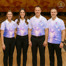 Load image into Gallery viewer, Custom Butterfly Pastel Purple Bowling Shirts For Women, Bowling Team Shirt With Butterflies HNT278
