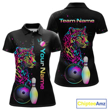 Load image into Gallery viewer, Custom Multicolor Leopard Bowling Shirts For Women Bowling Team Shirt Polo &amp; 1/4 Zip HNT134