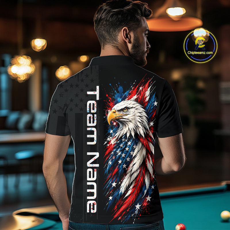 Custom Black Eagle American Flag 8 Ball Shirt Billiard Team Shirts Billiard Jersey for Men NNT332