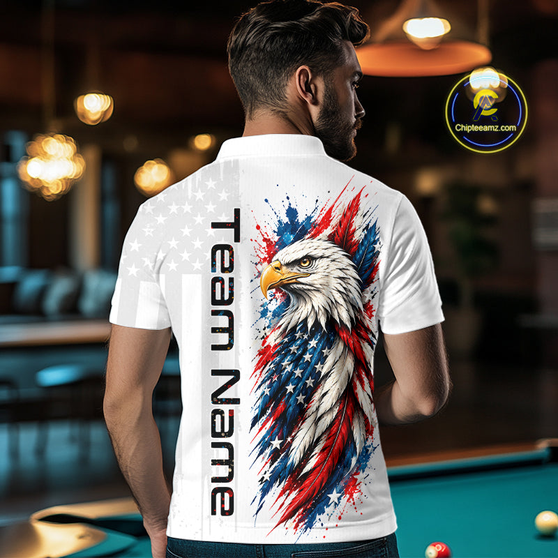 Custom White Eagle American Flag 8 Ball Shirt Billiard Team Shirts Billiard Jersey for Men NNT332