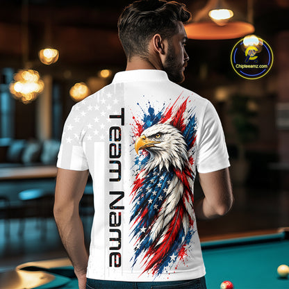 Custom White Eagle American Flag 8 Ball Shirt Billiard Team Shirts Billiard Jersey for Men NNT332