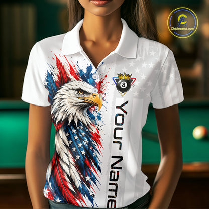 Custom White Eagle American Flag 8 Ball Shirt Billiard Team Shirts Billiard Jersey for Men NNT332