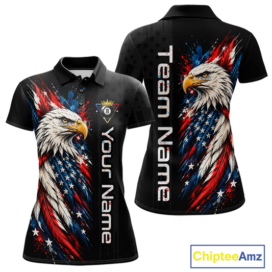 Custom Black Eagle American Flag 8 Ball Shirt Billiard Team Shirts Billiard Jersey for Women NNT332