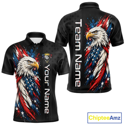 Custom Black Eagle American Flag 8 Ball Shirt Billiard Team Shirts Billiard Jersey for Men NNT332
