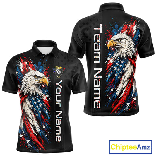 Custom Black Eagle American Flag 8 Ball Shirt Billiard Team Shirts Billiard Jersey for Men NNT332