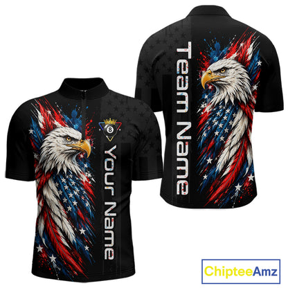 Custom Black Eagle American Flag 8 Ball Shirt Billiard Team Shirts Billiard Jersey for Men NNT332