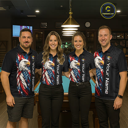 Custom Black Eagle American Flag 8 Ball Shirt Billiard Team Shirts Billiard Jersey for Men NNT332