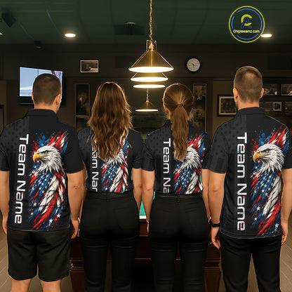 Custom Black Eagle American Flag 8 Ball Shirt Billiard Team Shirts Billiard Jersey for Men NNT332