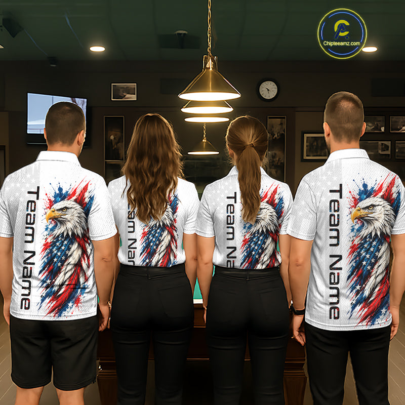 Custom White Eagle American Flag 8 Ball Shirt Billiard Team Shirts Billiard Jersey for Men NNT332