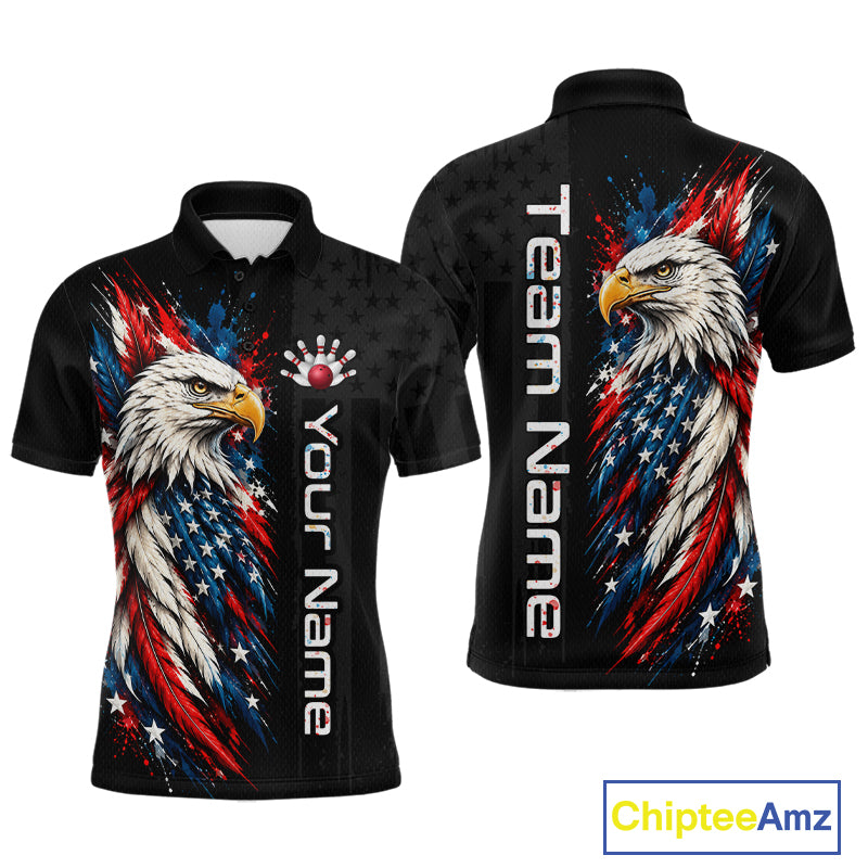 Custom American Eagle Bowling Jerseys for Men Bowling League Patriotic Team Jersey Gift HNT610