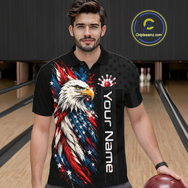 Custom American Eagle Bowling Jerseys for Men Bowling League Patriotic Team Jersey Gift HNT610