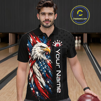Custom American Eagle Bowling Jerseys for Men Bowling League Patriotic Team Jersey Gift HNT610