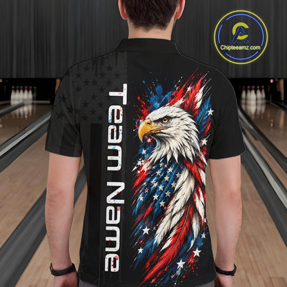 Custom American Eagle Bowling Jerseys for Men Bowling League Patriotic Team Jersey Gift HNT610