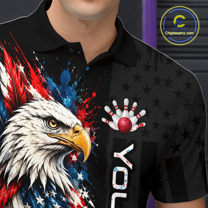 Custom American Eagle Bowling Jerseys for Men Bowling League Patriotic Team Jersey Gift HNT610