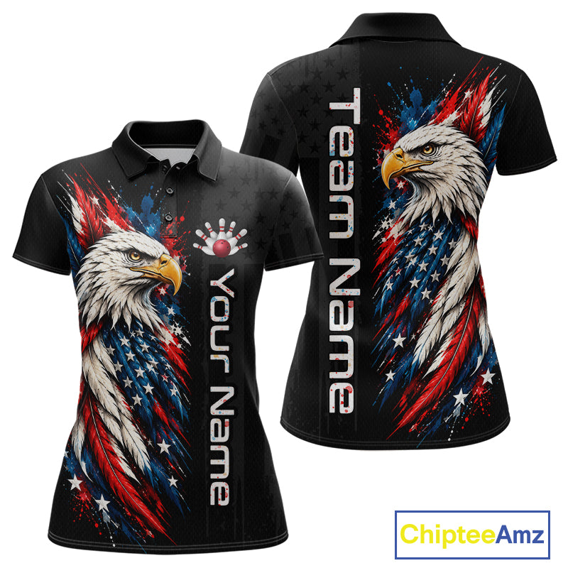 Custom American Eagle Bowling Jerseys for Women Bowling League Patriotic Team Jersey Gift HNT610