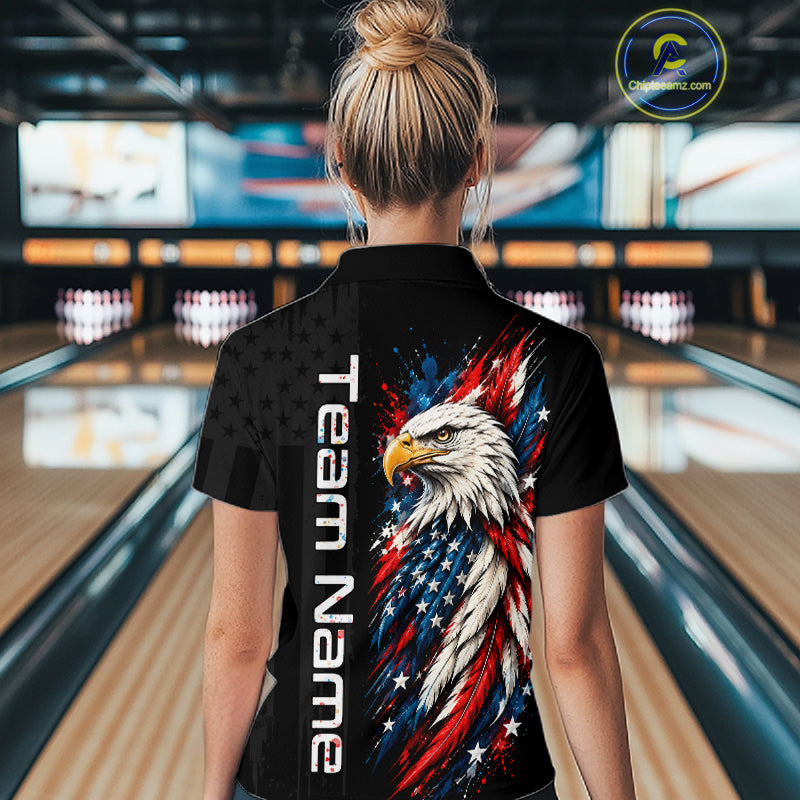 Custom American Eagle Bowling Jerseys for Women Bowling League Patriotic Team Jersey Gift HNT610