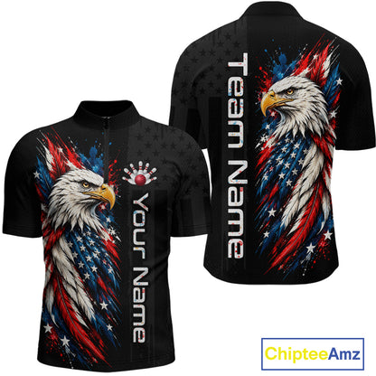 Custom American Eagle Bowling Jerseys for Men Bowling League Patriotic Team Jersey Gift HNT610