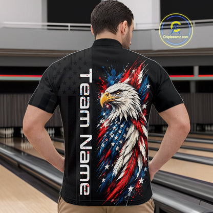 Custom American Eagle Bowling Jerseys for Men Bowling League Patriotic Team Jersey Gift HNT610