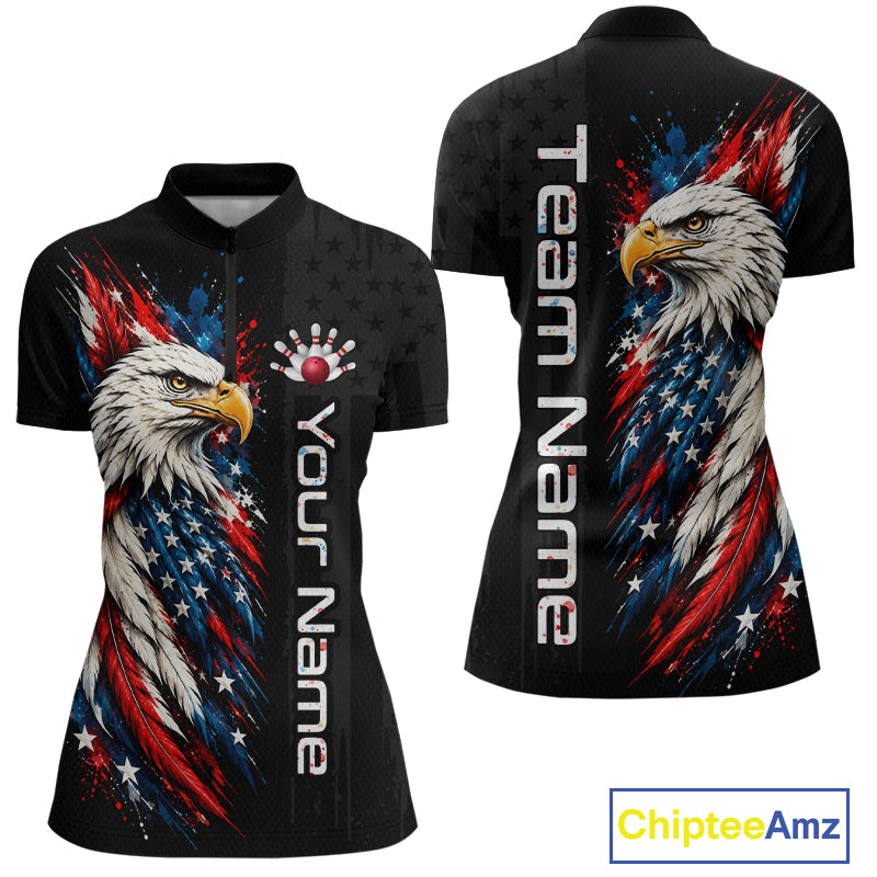 Custom American Eagle Bowling Jerseys for Women Bowling League Patriotic Team Jersey Gift HNT610