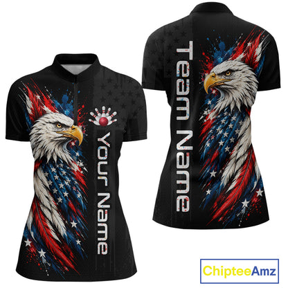 Custom American Eagle Bowling Jerseys for Women Bowling League Patriotic Team Jersey Gift HNT610