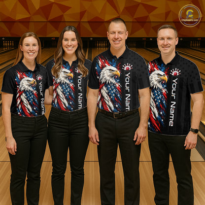 Custom American Eagle Bowling Jerseys for Women Bowling League Patriotic Team Jersey Gift HNT610