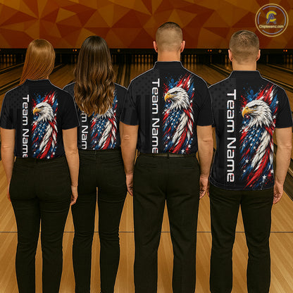 Custom American Eagle Bowling Jerseys for Men Bowling League Patriotic Team Jersey Gift HNT610