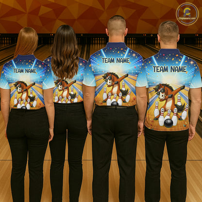 Funny Horse Bowling Jersey for Women Custom Bowling Team Shirts Bowling League Polo & 1/4 Zip HNT182