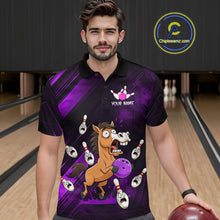 Load image into Gallery viewer, Custom Purple Funny Horse Bowling Jersey for Men Bowling Team Shirts Bowling Tournament HNT184