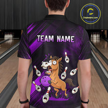 Load image into Gallery viewer, Custom Purple Funny Horse Bowling Jersey for Men Bowling Team Shirts Bowling Tournament HNT184