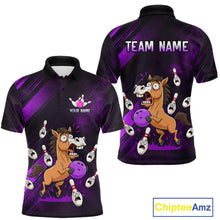 Load image into Gallery viewer, Custom Purple Funny Horse Bowling Jersey for Men Bowling Team Shirts Bowling Tournament HNT184