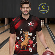 Load image into Gallery viewer, Custom Red Funny Horse Bowling Jersey for Men Bowling Team Shirts Bowling Tournament HNT184