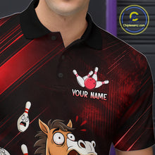 Load image into Gallery viewer, Custom Red Funny Horse Bowling Jersey for Men Bowling Team Shirts Bowling Tournament HNT184