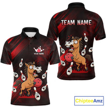 Load image into Gallery viewer, Custom Red Funny Horse Bowling Jersey for Men Bowling Team Shirts Bowling Tournament HNT184