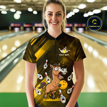 Load image into Gallery viewer, Custom Yellow Funny Horse Bowling Jersey for Women Bowling Team Shirts Bowling Tournament HNT184