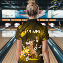 Load image into Gallery viewer, Custom Yellow Funny Horse Bowling Jersey for Women Bowling Team Shirts Bowling Tournament HNT184