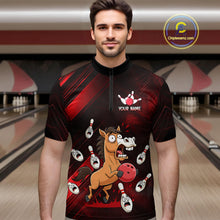 Load image into Gallery viewer, Custom Red Funny Horse Bowling Jersey for Men Bowling Team Shirts Bowling Tournament HNT184