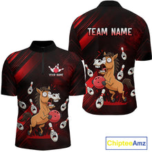 Load image into Gallery viewer, Custom Red Funny Horse Bowling Jersey for Men Bowling Team Shirts Bowling Tournament HNT184