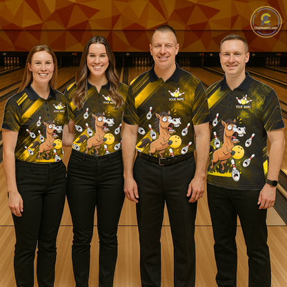 Custom Yellow Funny Horse Bowling Jersey for Men Bowling Team Shirts Bowling Tournament HNT184