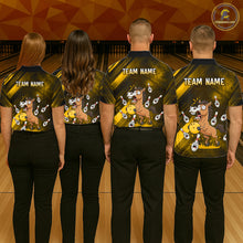 Load image into Gallery viewer, Custom Yellow Funny Horse Bowling Jersey for Women Bowling Team Shirts Bowling Tournament HNT184