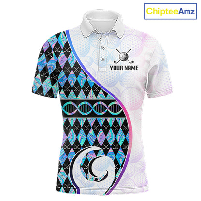 Custom Holograpic Argyle Pattern Golf Mens Golf Polo Shirt Team Golf Shirts Golf Gifts NNT300