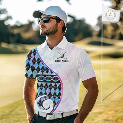 Custom Holograpic Argyle Pattern Golf Mens Golf Polo Shirt Team Golf Shirts Golf Gifts NNT300