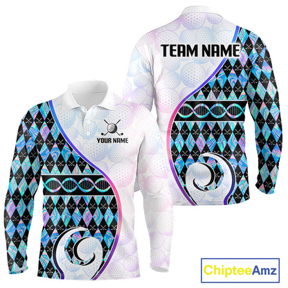 Custom Holograpic Argyle Pattern Golf Mens Golf Polo Shirt Team Golf Shirts Golf Gifts NNT300