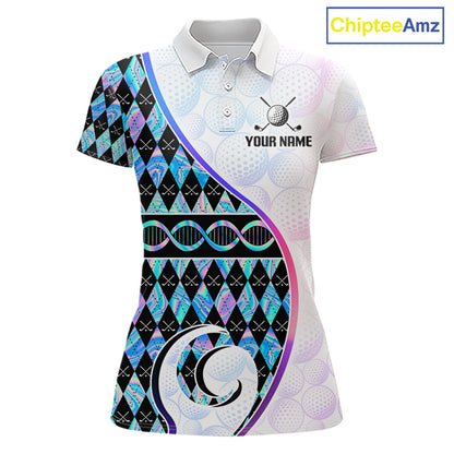 Custom Holograpic Argyle Pattern Golf Womens Golf Polo Shirt Team Golf Shirts Golf Gifts NNT300